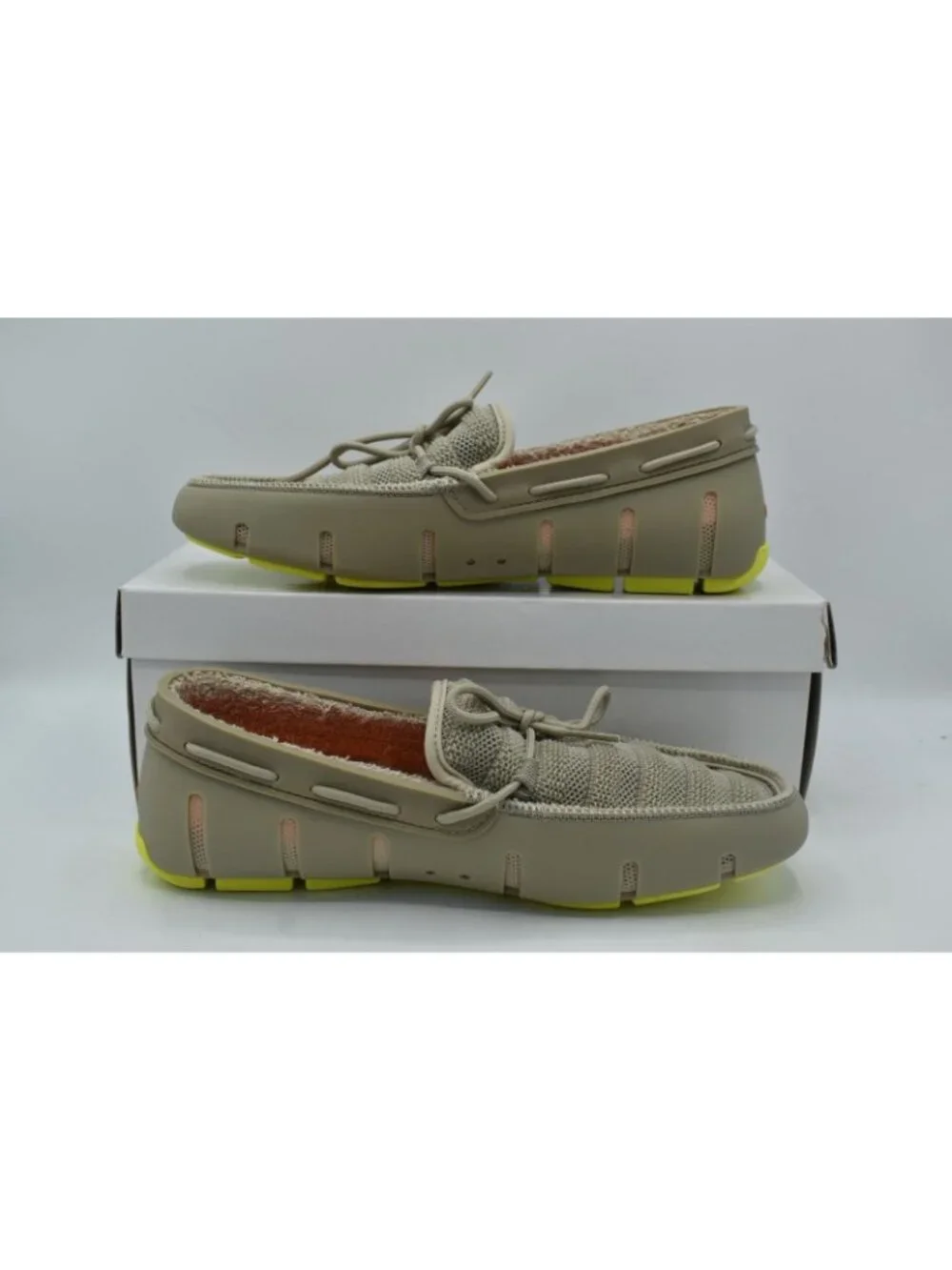 SWIMS Mens Size 8‎ Terry Knit Lace Sand Dune Citron Loafers Shoes